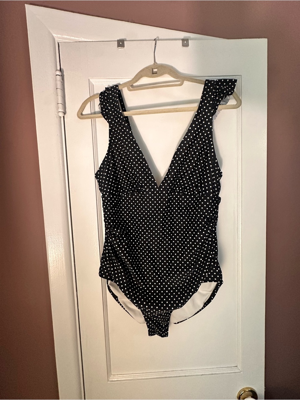 Shade & Shore Black Polka Dot One-Piece Swimsuit - Women's Sz L